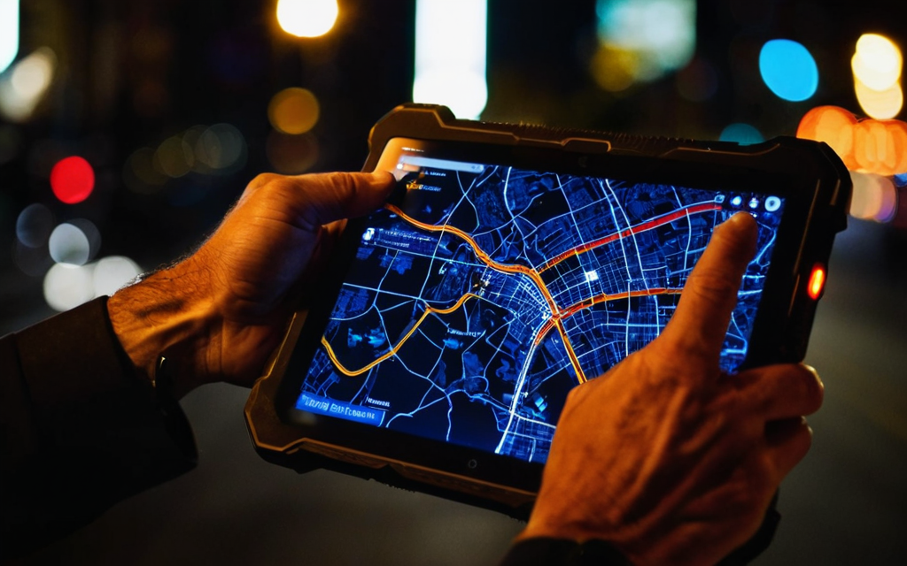 Tablet operativo con mappa tattica
